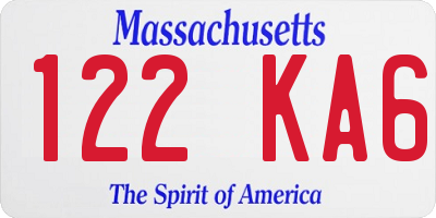 MA license plate 122KA6