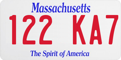 MA license plate 122KA7