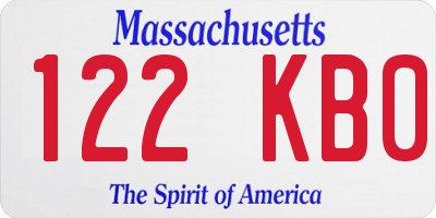 MA license plate 122KB0