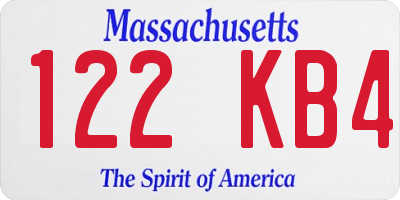 MA license plate 122KB4