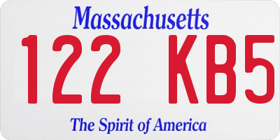 MA license plate 122KB5