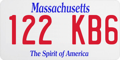 MA license plate 122KB6