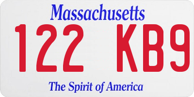 MA license plate 122KB9