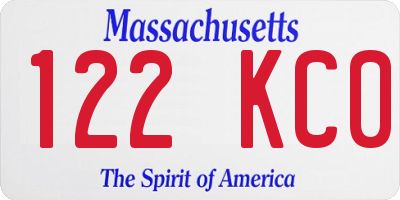 MA license plate 122KC0
