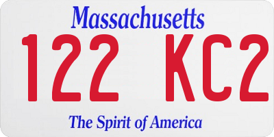 MA license plate 122KC2