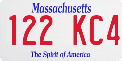 MA license plate 122KC4