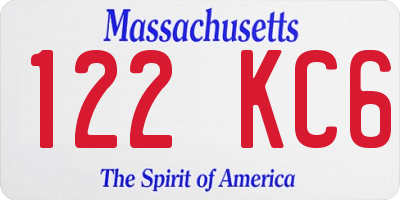 MA license plate 122KC6