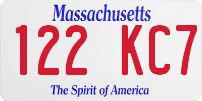 MA license plate 122KC7