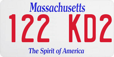 MA license plate 122KD2