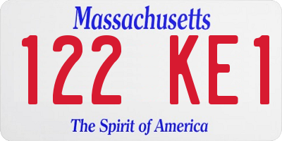 MA license plate 122KE1