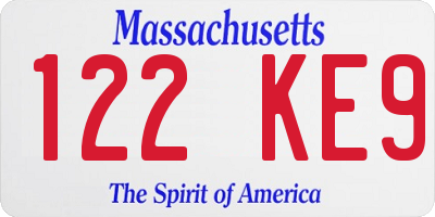 MA license plate 122KE9