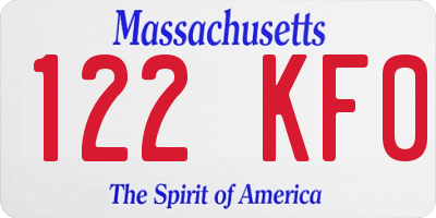 MA license plate 122KF0