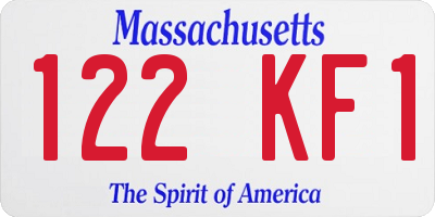 MA license plate 122KF1