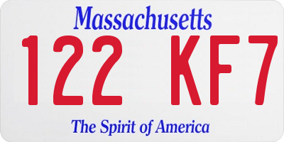 MA license plate 122KF7