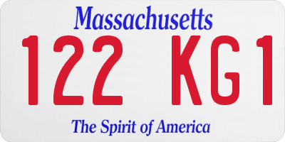 MA license plate 122KG1