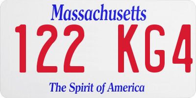 MA license plate 122KG4