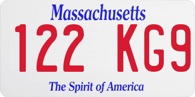 MA license plate 122KG9