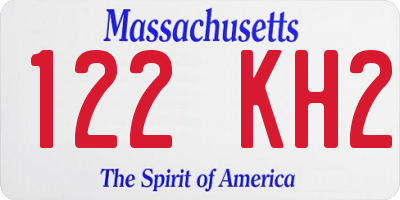 MA license plate 122KH2