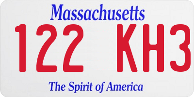 MA license plate 122KH3