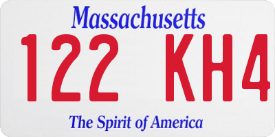 MA license plate 122KH4