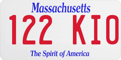 MA license plate 122KI0