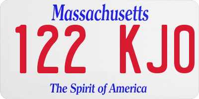 MA license plate 122KJ0