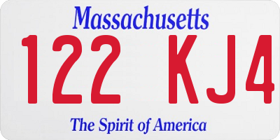 MA license plate 122KJ4