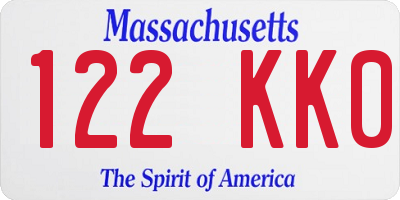 MA license plate 122KK0