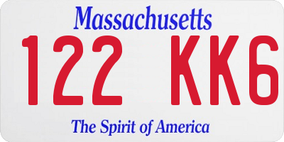 MA license plate 122KK6