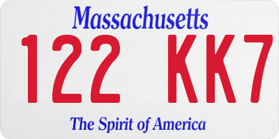 MA license plate 122KK7