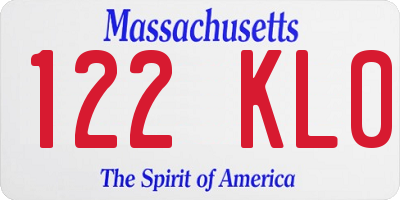 MA license plate 122KL0