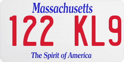 MA license plate 122KL9