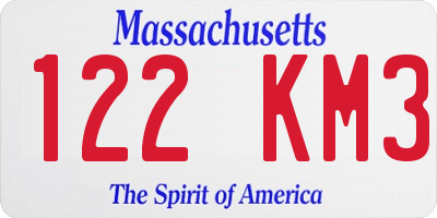 MA license plate 122KM3