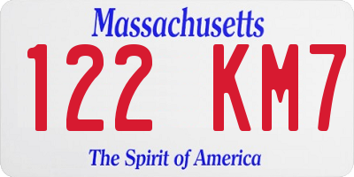 MA license plate 122KM7