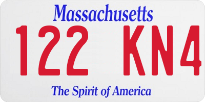 MA license plate 122KN4