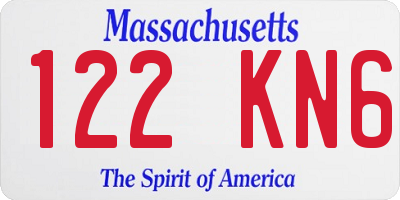 MA license plate 122KN6