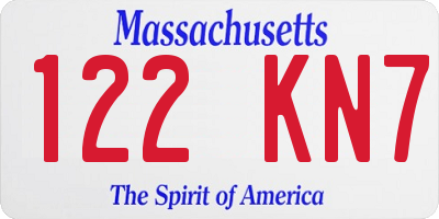 MA license plate 122KN7