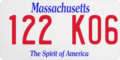 MA license plate 122KO6