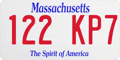MA license plate 122KP7