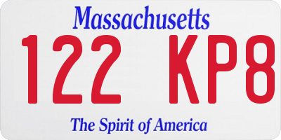 MA license plate 122KP8