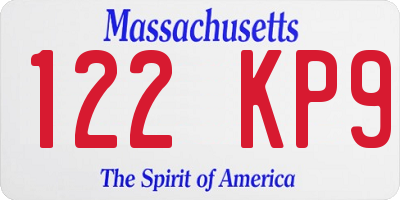 MA license plate 122KP9