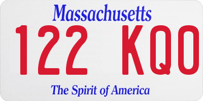 MA license plate 122KQ0