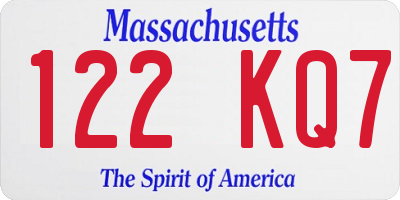 MA license plate 122KQ7
