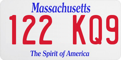 MA license plate 122KQ9