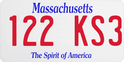 MA license plate 122KS3