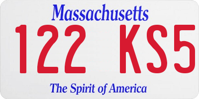 MA license plate 122KS5