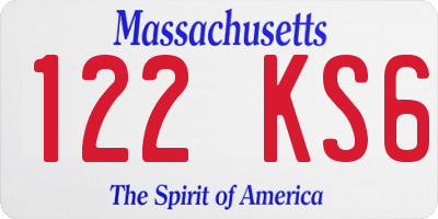 MA license plate 122KS6
