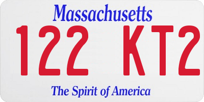 MA license plate 122KT2