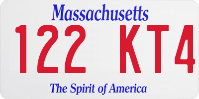 MA license plate 122KT4