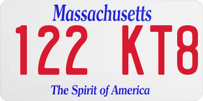 MA license plate 122KT8